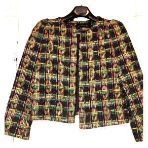 Zara Multicolored Cropped Tweed  Blazer